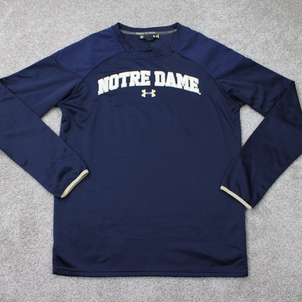 Notre Dame Sweatshirt Mens Small Blue UA Fighting Irish‎ Polyester L/S Pullover